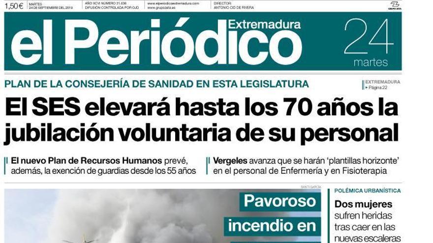 Esta es la portada de EL PERIÓDICO EXTREMADURA correspondiente al día 24 de septiembre del 2019