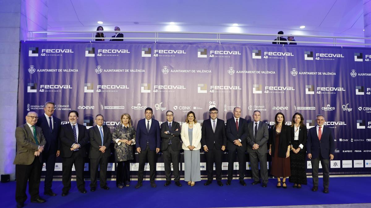 Las máximas autoridades, entre las que se encuentran Carlos Mazón y María José Catalá, asistieron ayer al 40 aniversario de Fecoval.