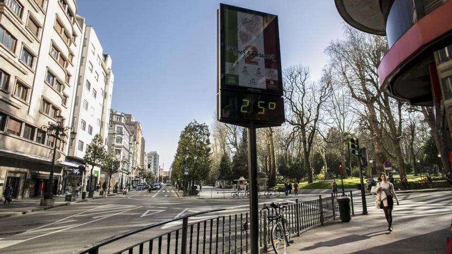 Termómetro, el 3 de febrero, en la calle Uría.