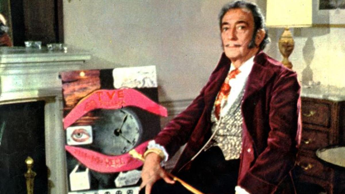 Salvador Dalí amb el seu cartell litogràfic d'Eurovisió 1969.