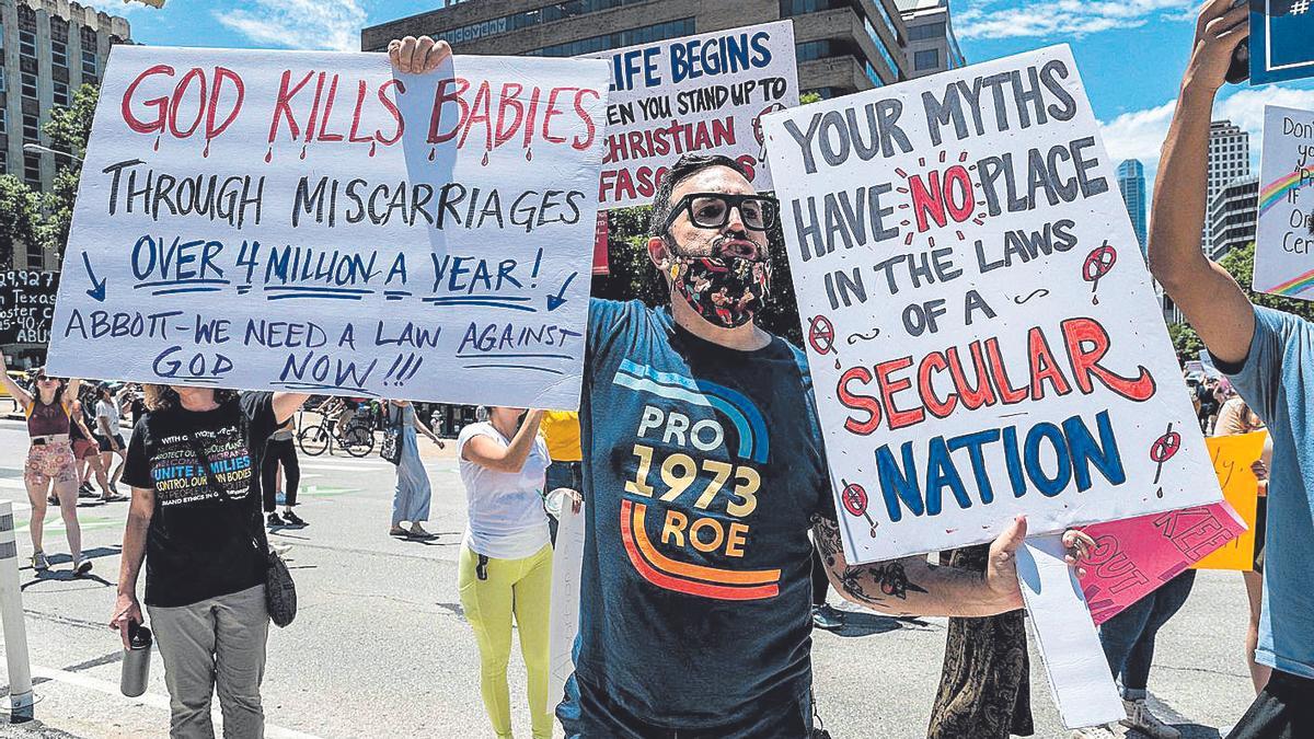 Manifestantes protestan contra la ley del aborto de Tejas, en Austin el pasado 29 de mayo.