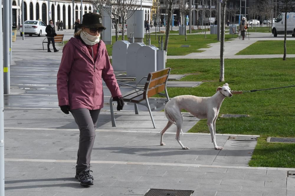 Los coruñeses resisten la ola de frío que desplomó las temperaturas e hizo bajar la cota de nieve a los 300 metros.