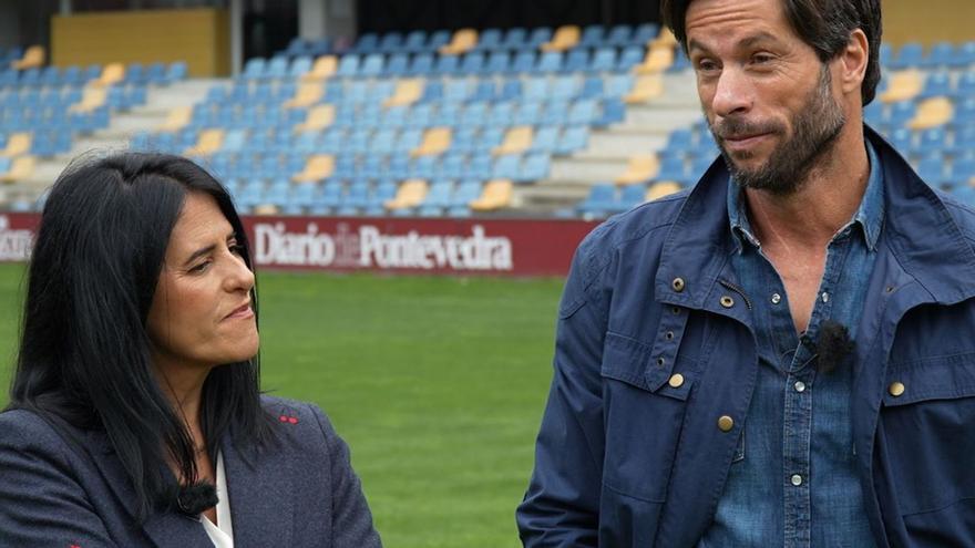 Lupe Murillo y José Antonio Canales, en el estadio de Pasarón. |  TVG