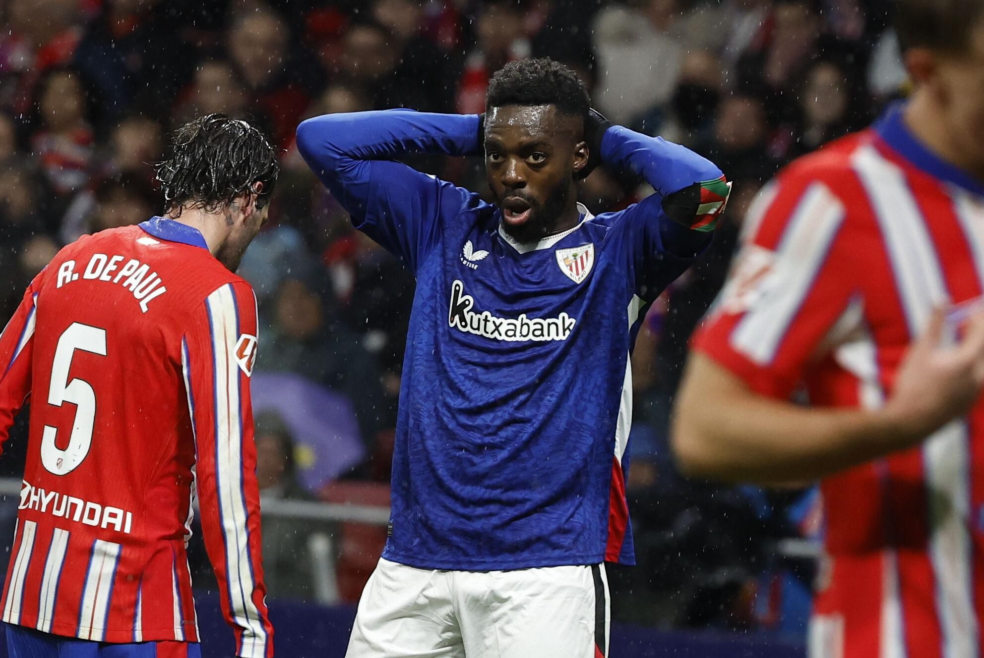 MADRID, 01/03/2025.- El delantero del Athletic Iñaki Williams, durante el partido de LaLiga de fútbol que Atlético de Madrid y Athletic Club disputan este sábado en el estadio Metropolitano. EFE/Chema Moya