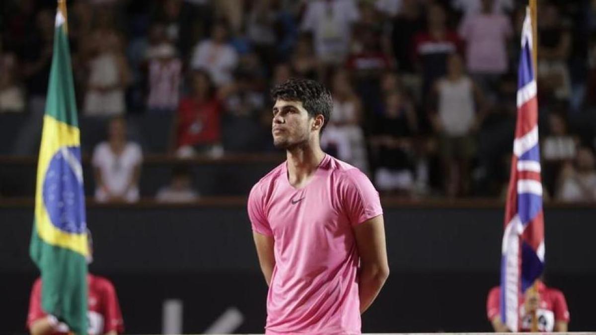 Alcaraz, durante la entrega de trofeos en Rio de Janeiro