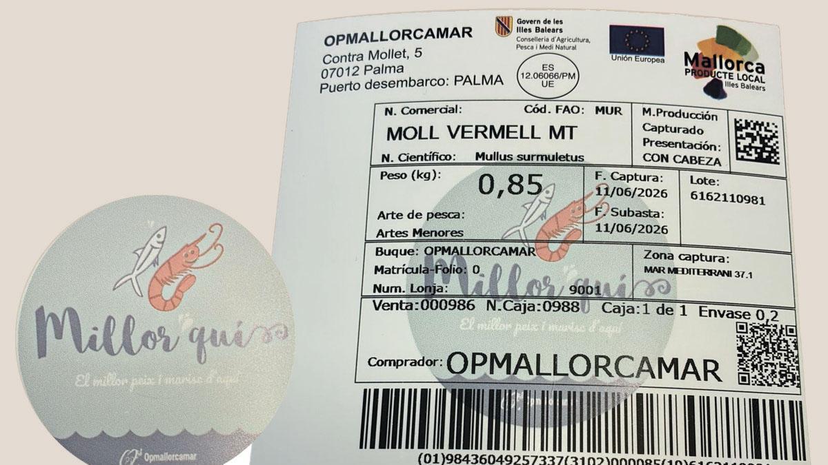 Las nuevas etiquetas de trazabilidad de Opmallorcamar incorporan el logotipo oficial de Producto Local de las Illes Balears, reforzando la identificación del pescado y marisco de proximidad.
