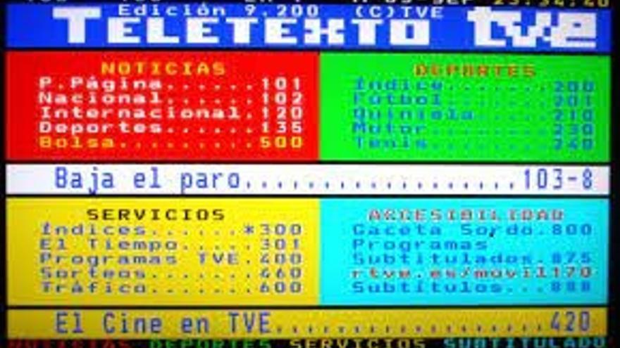 Imagen del teletexto de TVE