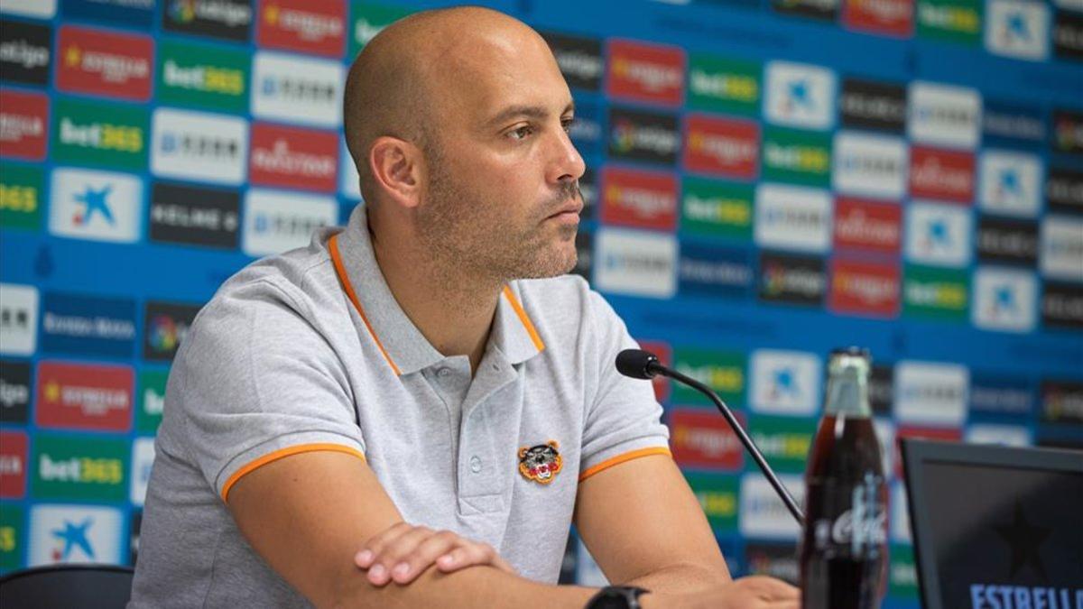 Gabri, durante la rueda prensa previa al partido con el Espanyol B