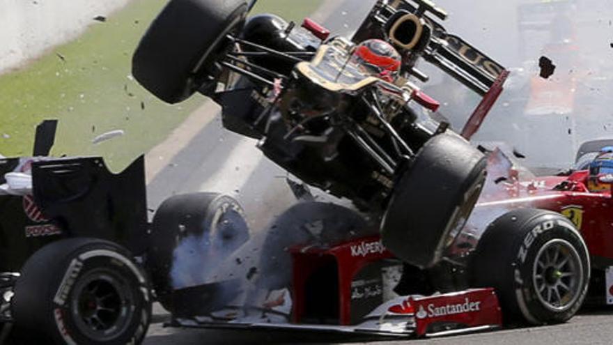 Grosjean, en el momento del accidente.