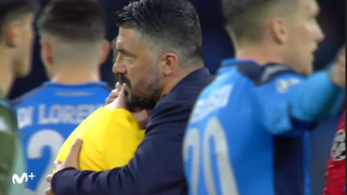 El cariñoso saludo entre Gattuso, Setién... y Messi