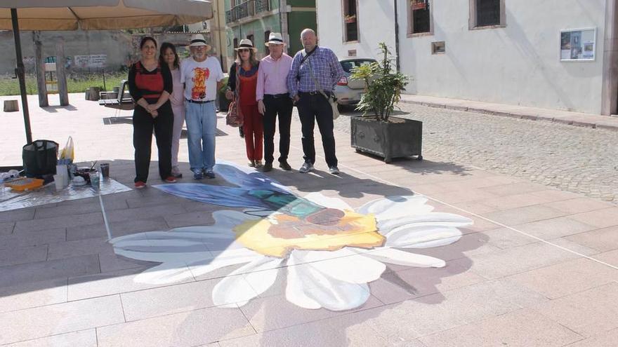 Carmen Peláez, Mori Rodríguez, Juan de la Fuente, Carmen Alonso, Amado González Hevia, &quot;Favila&quot;, y Fernando F. Arias, presidente de &quot;ArtGrao&quot;.