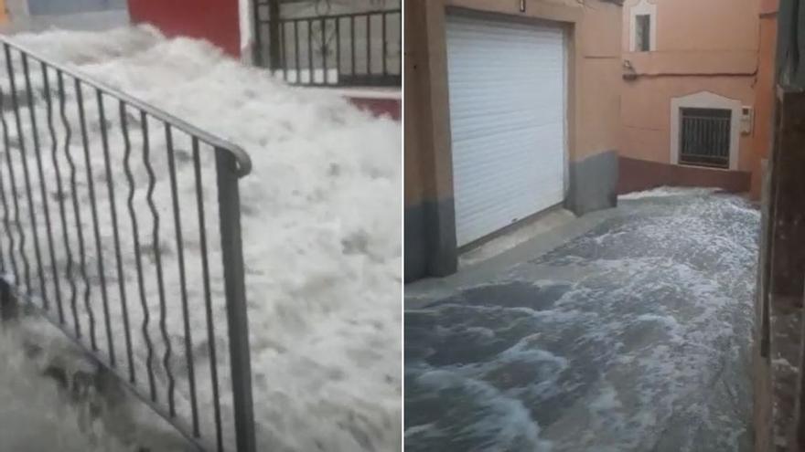 Calles convertidas en ríos en Sax debido a la tormenta