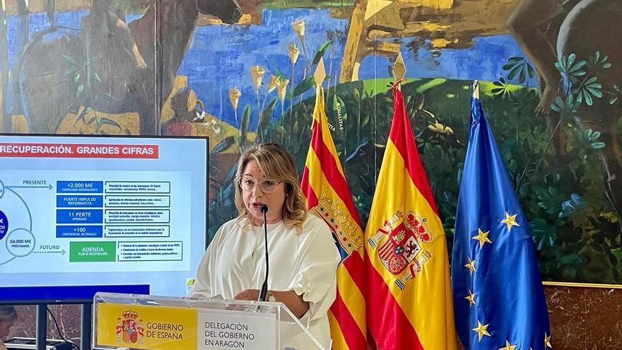 Rosa Serrano, delegada del Gobierno de España en Aragón ha presentado los datos de balance de la llegada de recursos europeos para hacer frente a la pandemia.