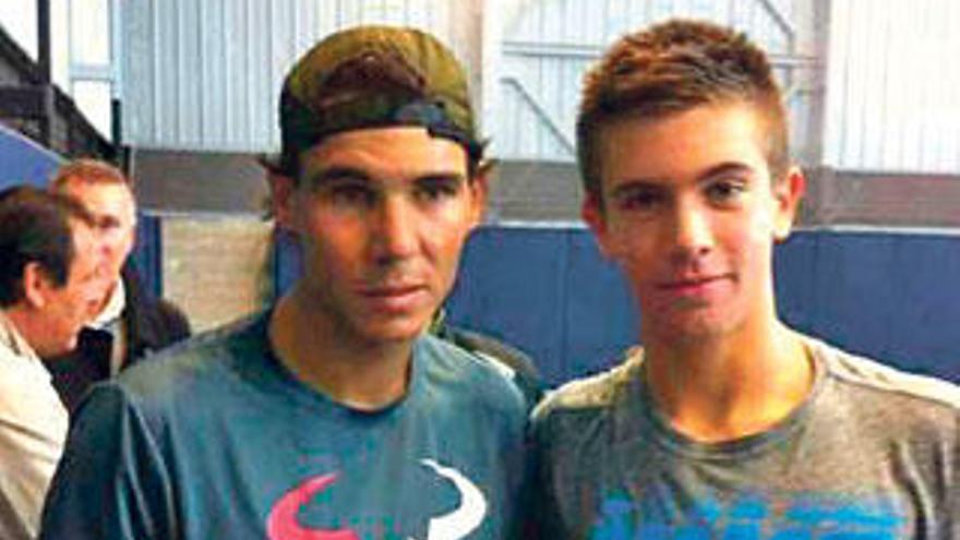 Nadal, ayer, con el croata Coric.