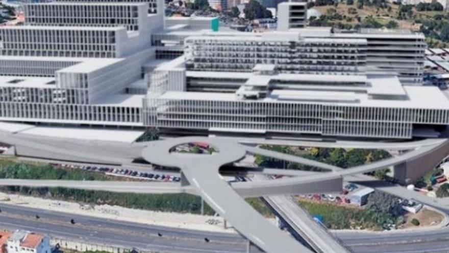 Imagen virtual del proyecto de ampliación del hospital, que ocupa parcelas de Eirís. |   // LA OPINIÓN