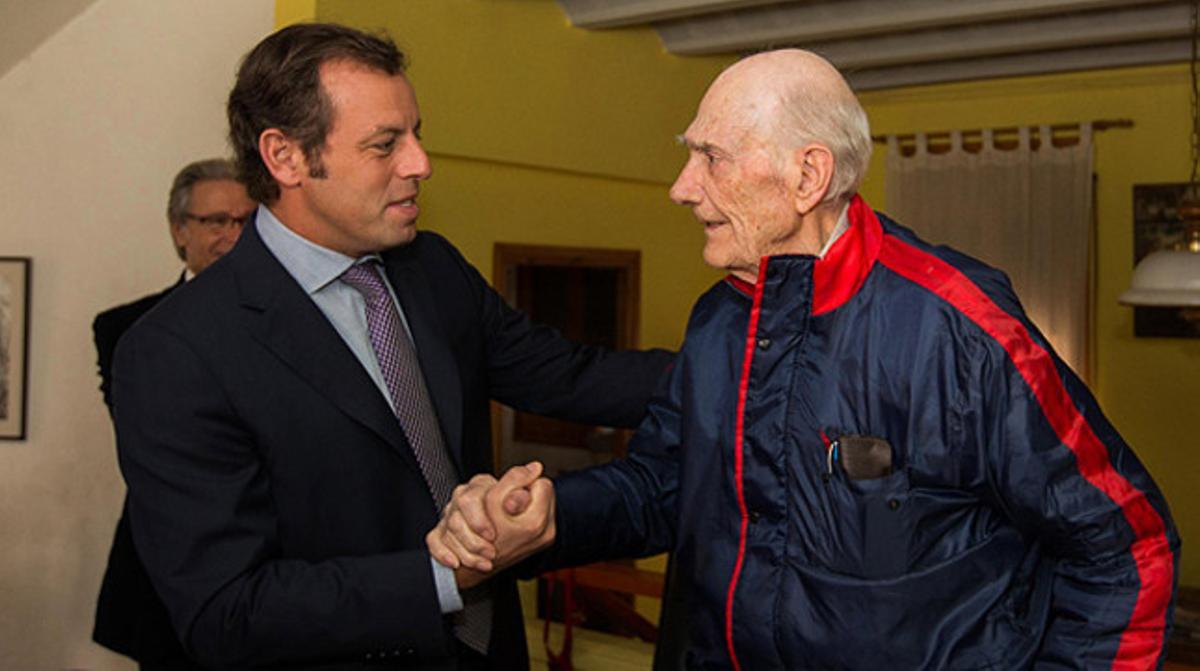 Antoni Ramallets i Sandro Rosell, en un recent homenatge a l’exporter blaugrana.
