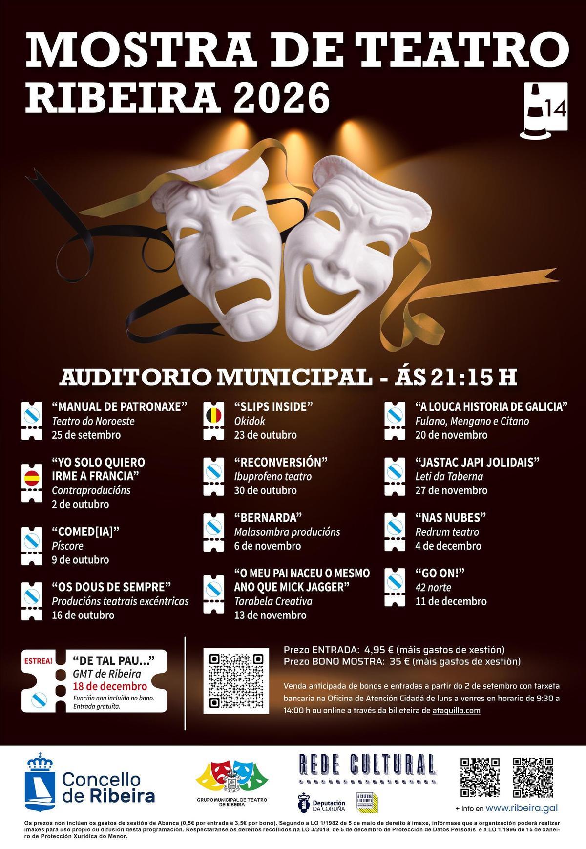 Cartel promocional da Mostra de Teatro 2026 de Ribeira.