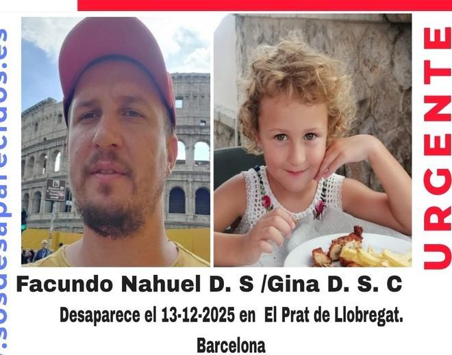 Imagen del padre y la hija difundida por SOS Desaparecidos