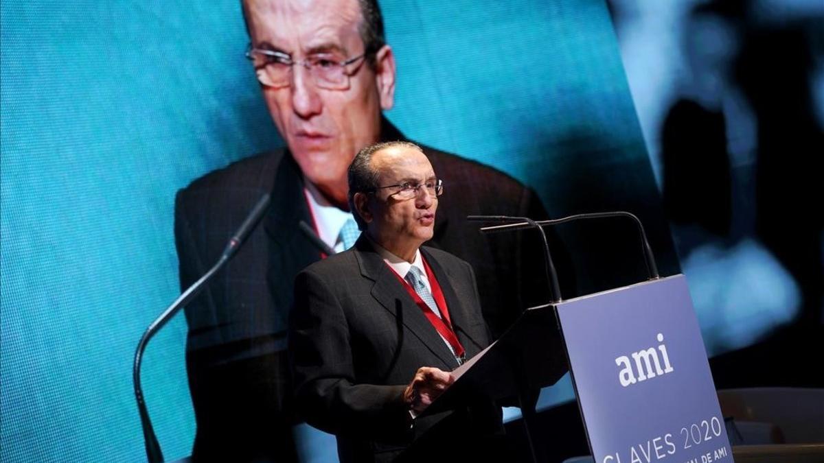 Javier Moll en la presentación de la conferencia anual de AMI en Madrid.