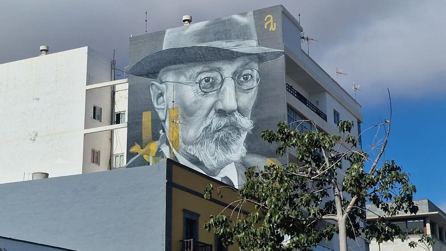 Mural de Unamuno en el centenario de su confinamiento