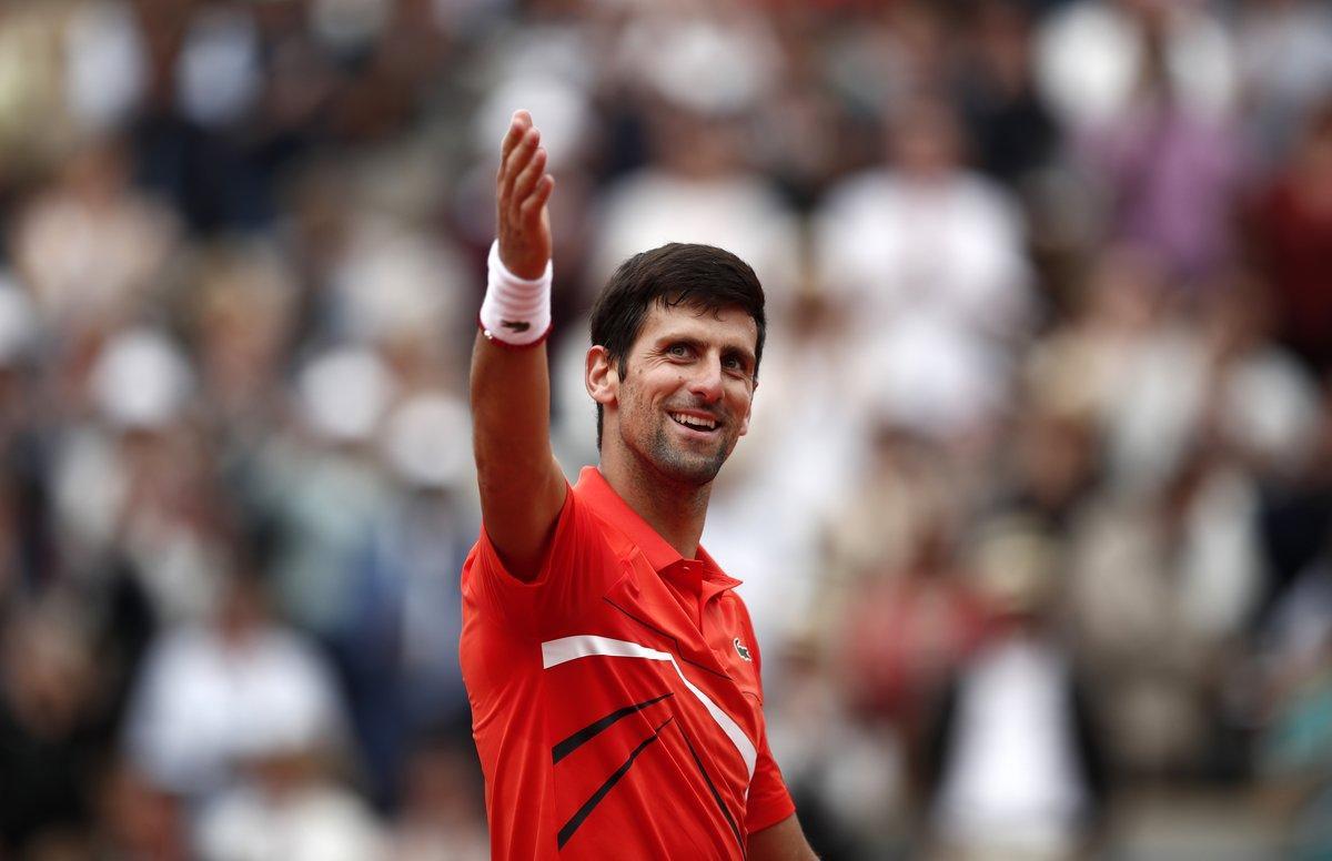 Tennis - French Open - Roland Garros, Paris, France - May 30, 2019. Serbia’s Novak Djokovic celebrates after winning his second round match against Switzerland’s Henri Laaksonen. REUTERS/Benoit Tessier