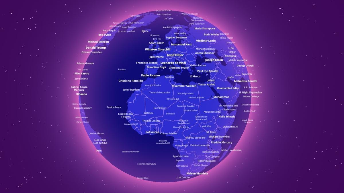 Notable People es un mapa interactivo que permite explorar las celebridades de cada localidad del mundo