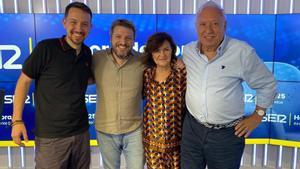 De izquierda a derecha, Pablo Iglesias, Aimar Bretos, Carmen Calvo y José Manuel García- Margallo en el estudio de ’Hora 25’ de la cadena SER. 