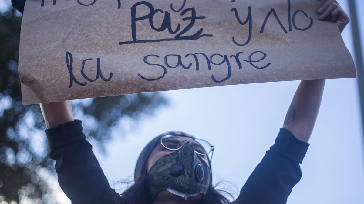 Protesta celebrada en Bogotá, Colombia, por las recientes masacres ocurridas en varias zonas rurales del país.