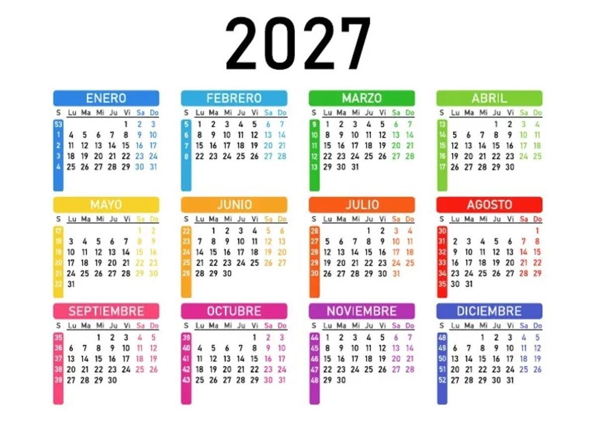 Calendario de 2027.