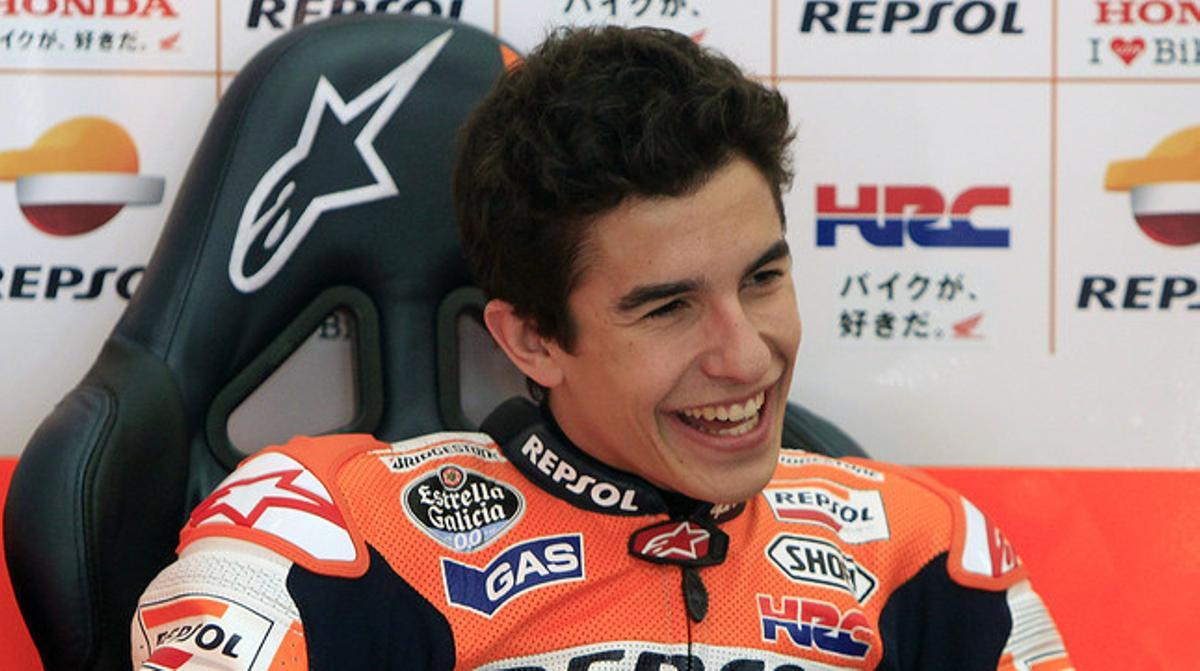 Marc Márquez, al box de Repsol Honda, durant els primers entrenaments de pretemporada, al circuit de Sepang, als afores de Kuala Lumpur (Malàisia).