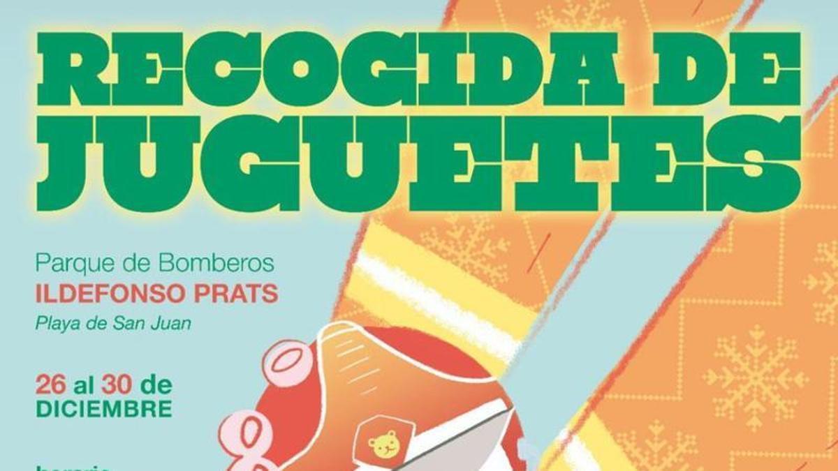 Cartel que anuncia la recogida solidaria de juguetes de los Bomberos de Alicante.