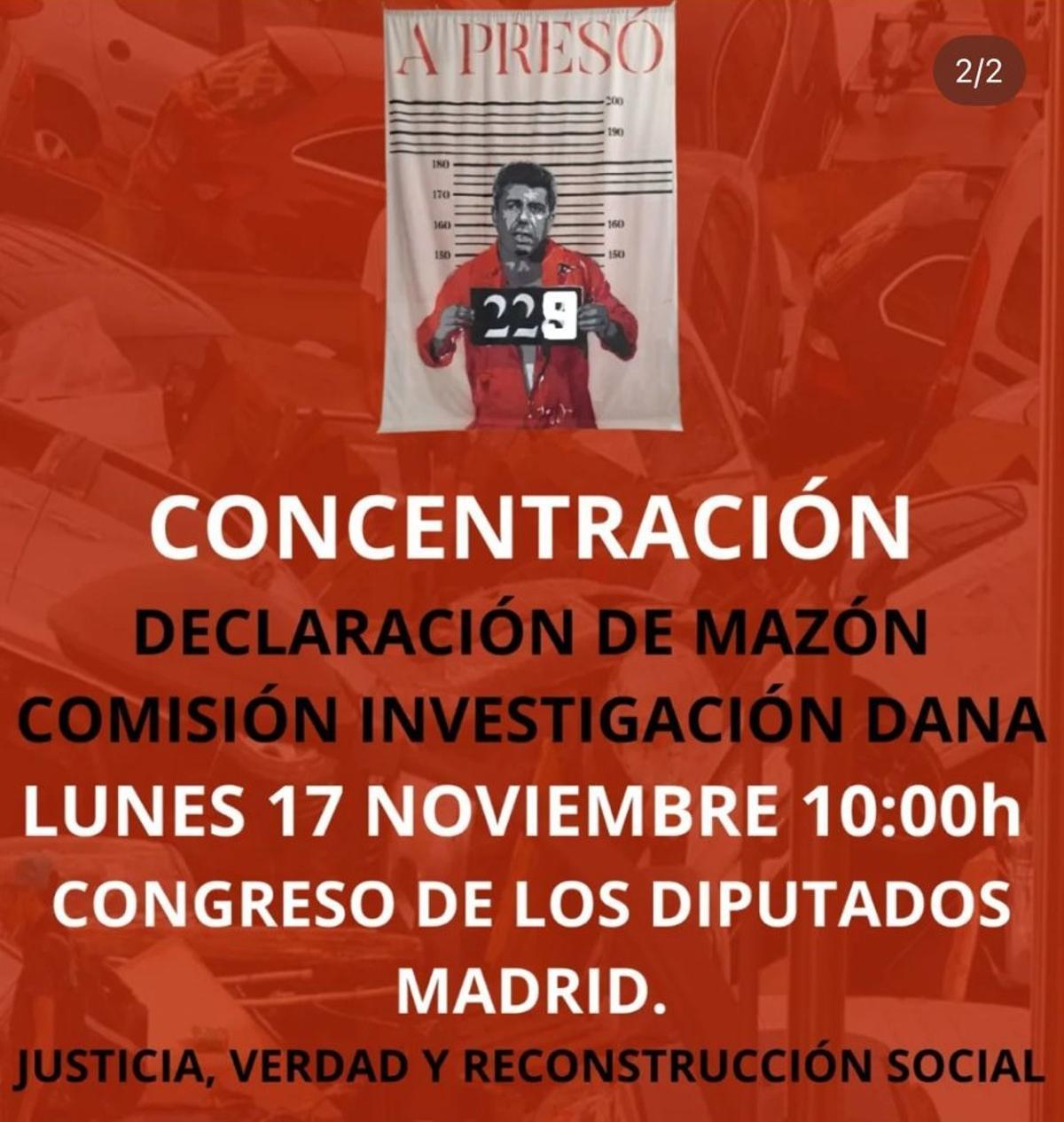 Cartel en redes sociales que anuncia la concentración