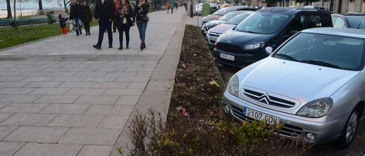 Ya comenzaron a cortar el seto que impedía acceder de la zona de aparcamientos a la alameda. // G.N.