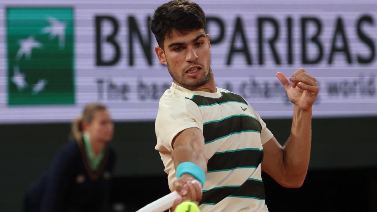 Alcaraz durante el partido de cuartos de final ante Shelton