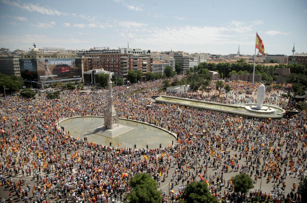 Concentració a la plaça de Colón de Madrid contra els indults del procés | Últimes notícies en directe