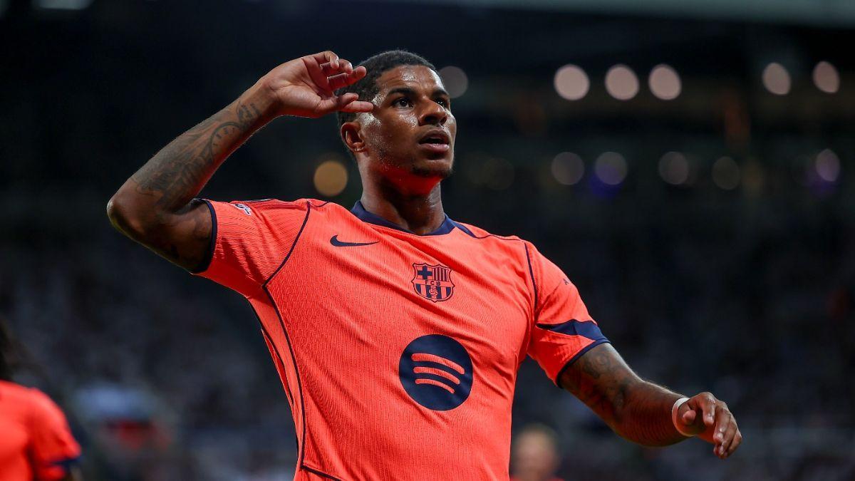 Rashford celebra su primer gol como azulgrana