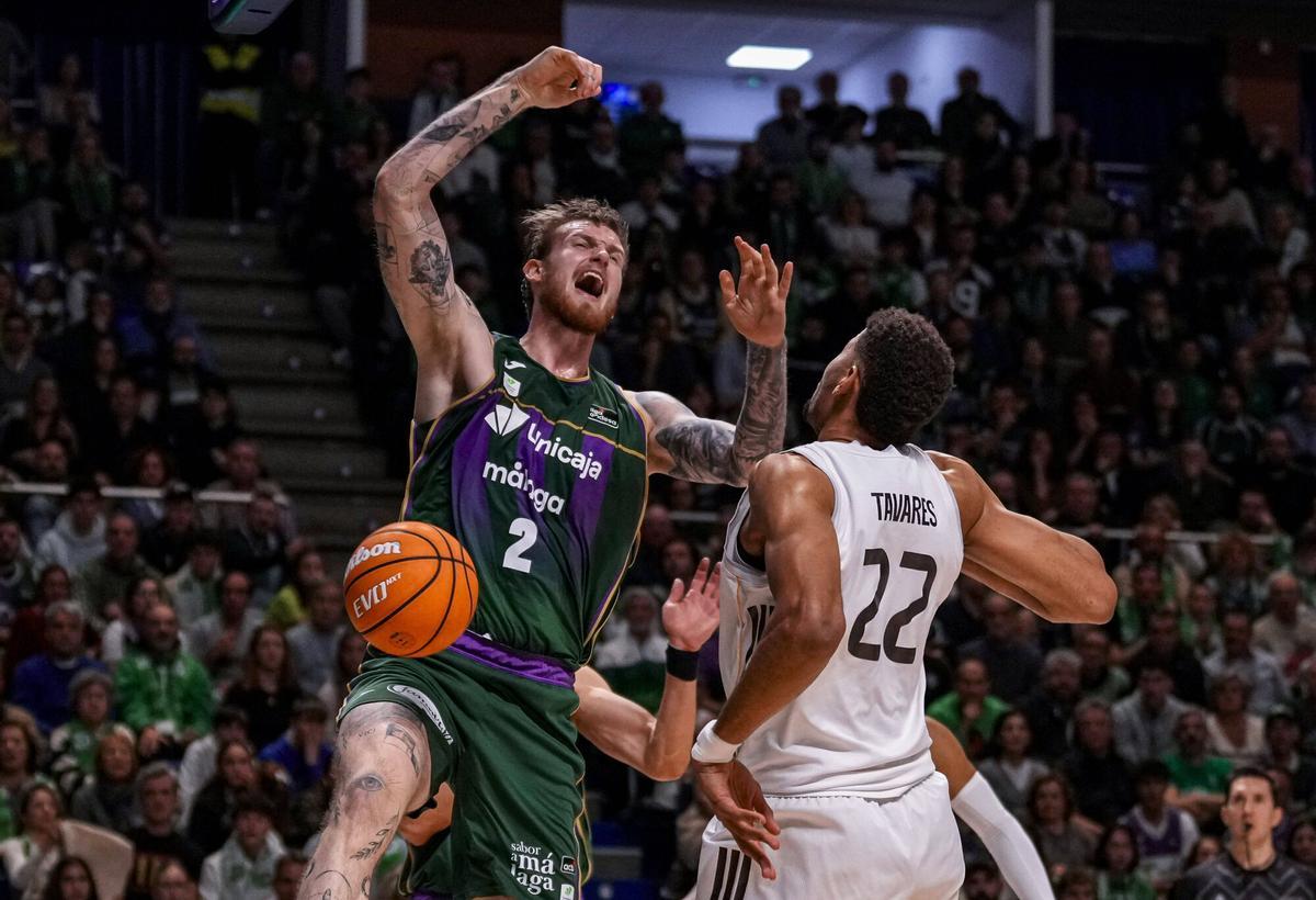 Partido disputado entre Unicaja y Real Madrid