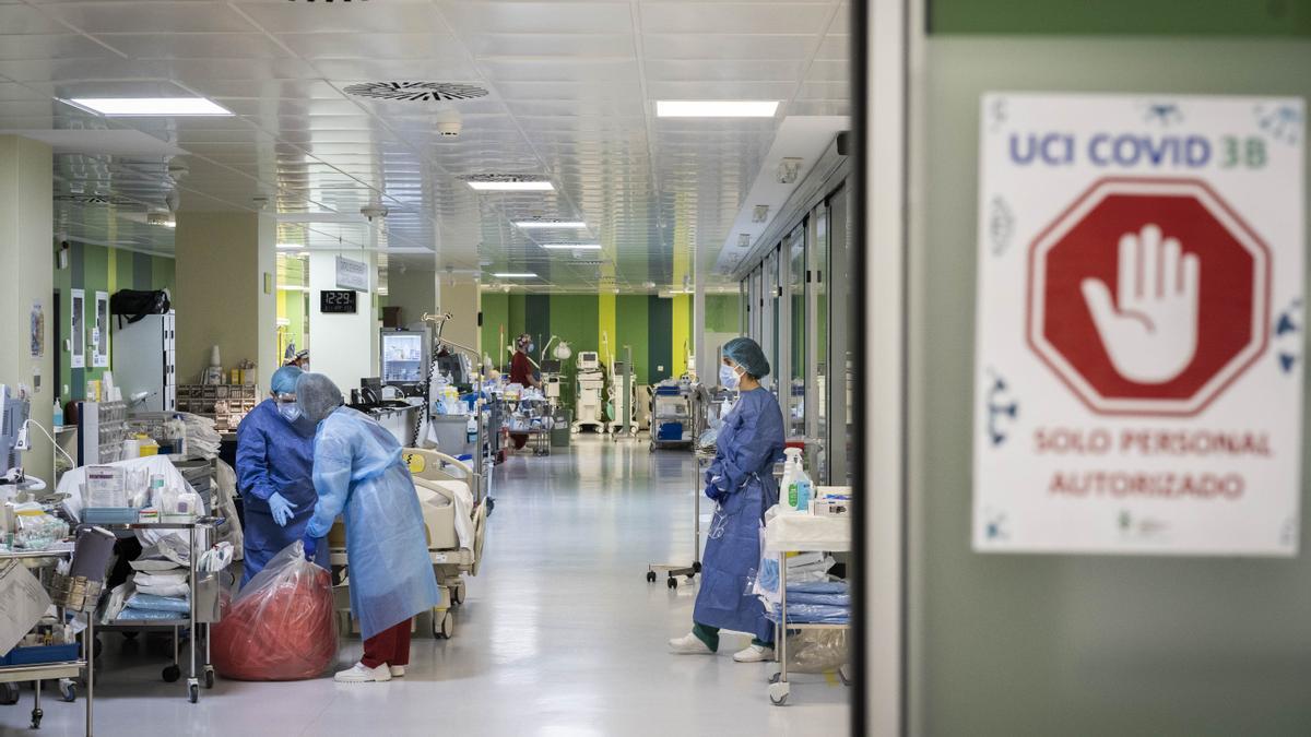 Trabajadores del Hospital General de Valencia en la UCI covid durante la pandemia.