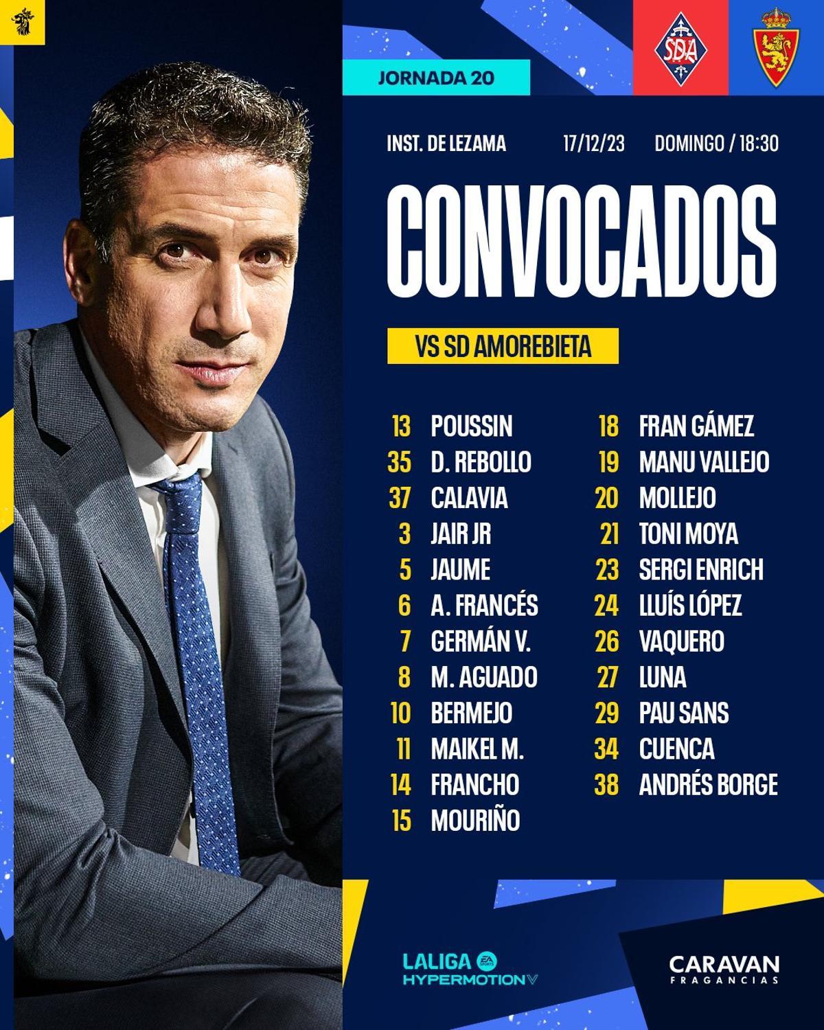 Marcos Luna y Calavia, las dos novedades en la lista del Real Zaragoza