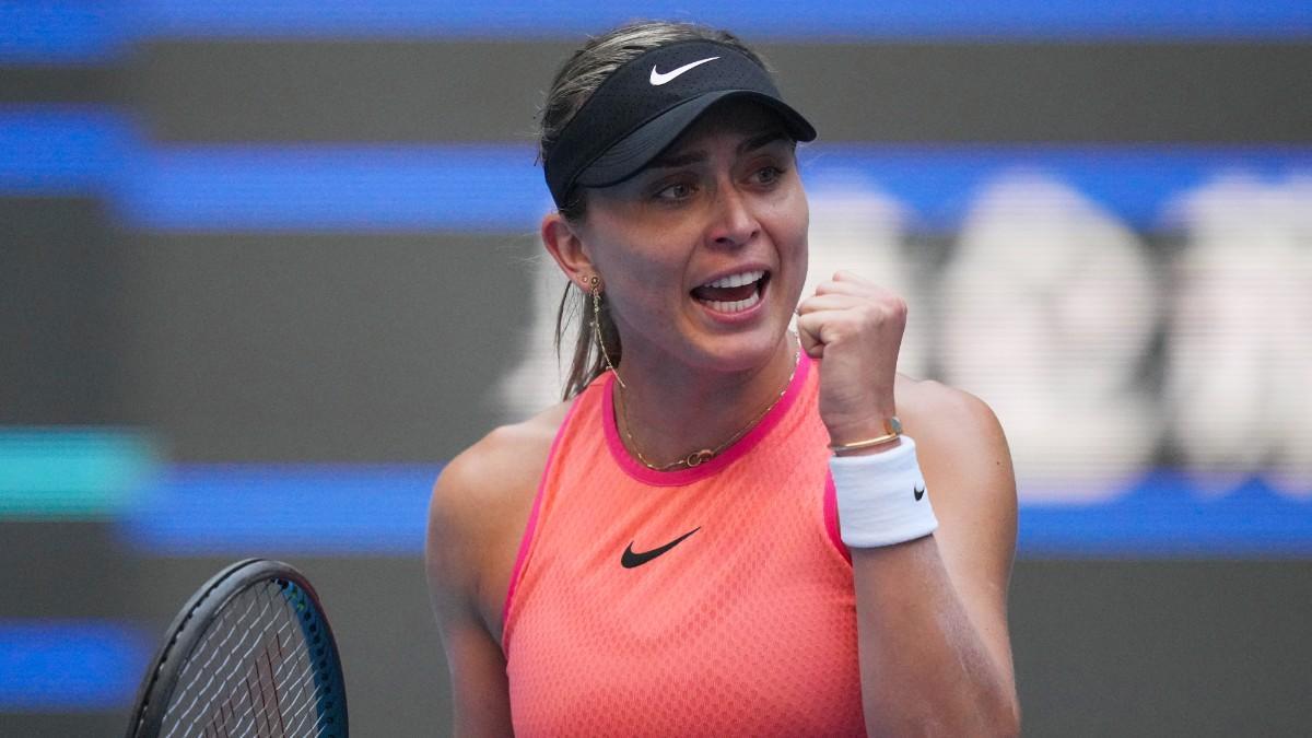 Paula Badosa celebrating a point at the China Open