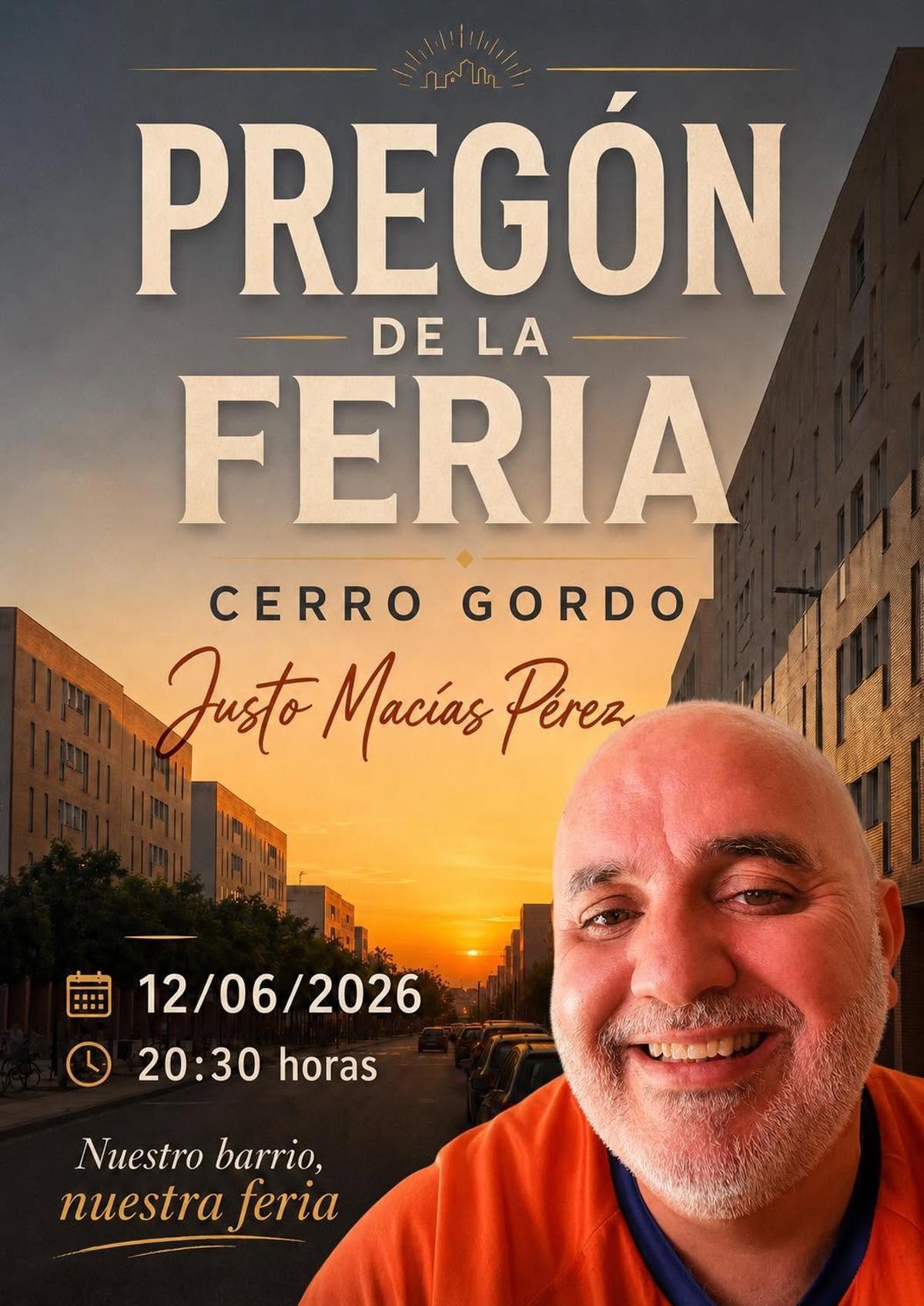 El cartel del pregón de Justo Macías.