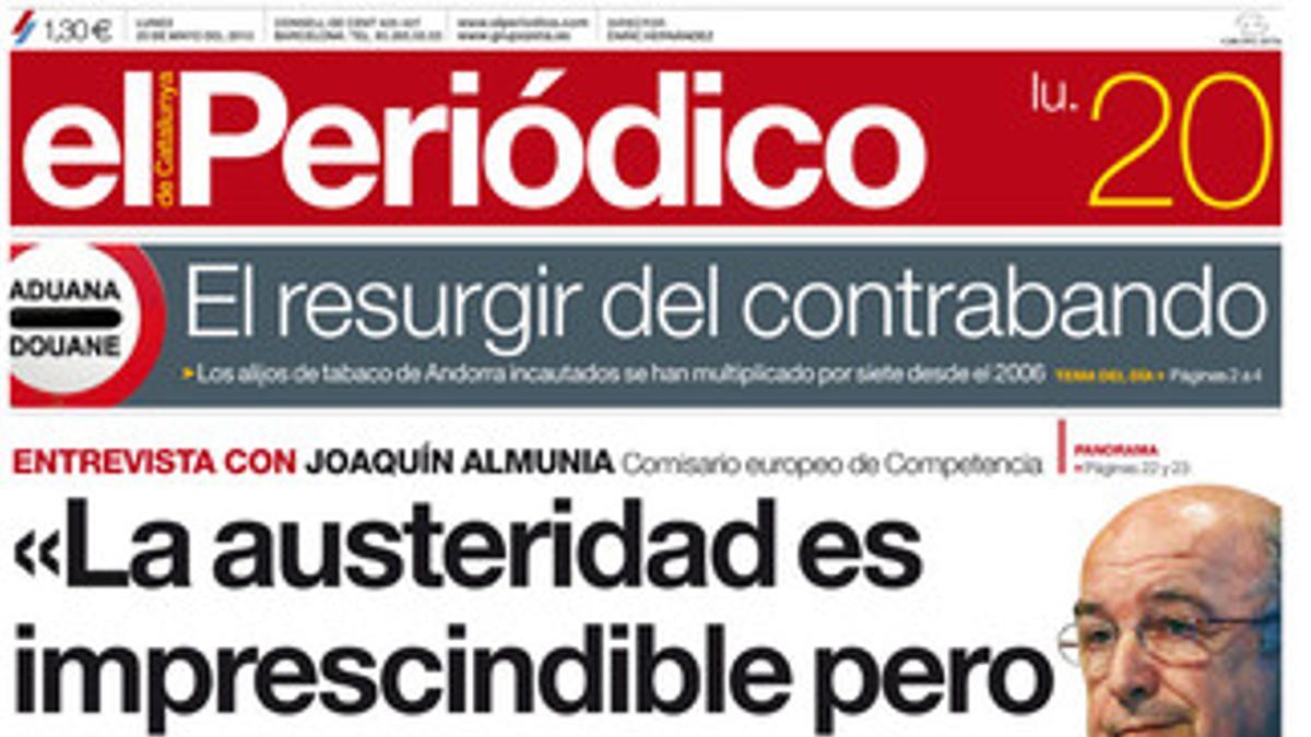 Portada de EL PERIÓDICO del 20 de mayo