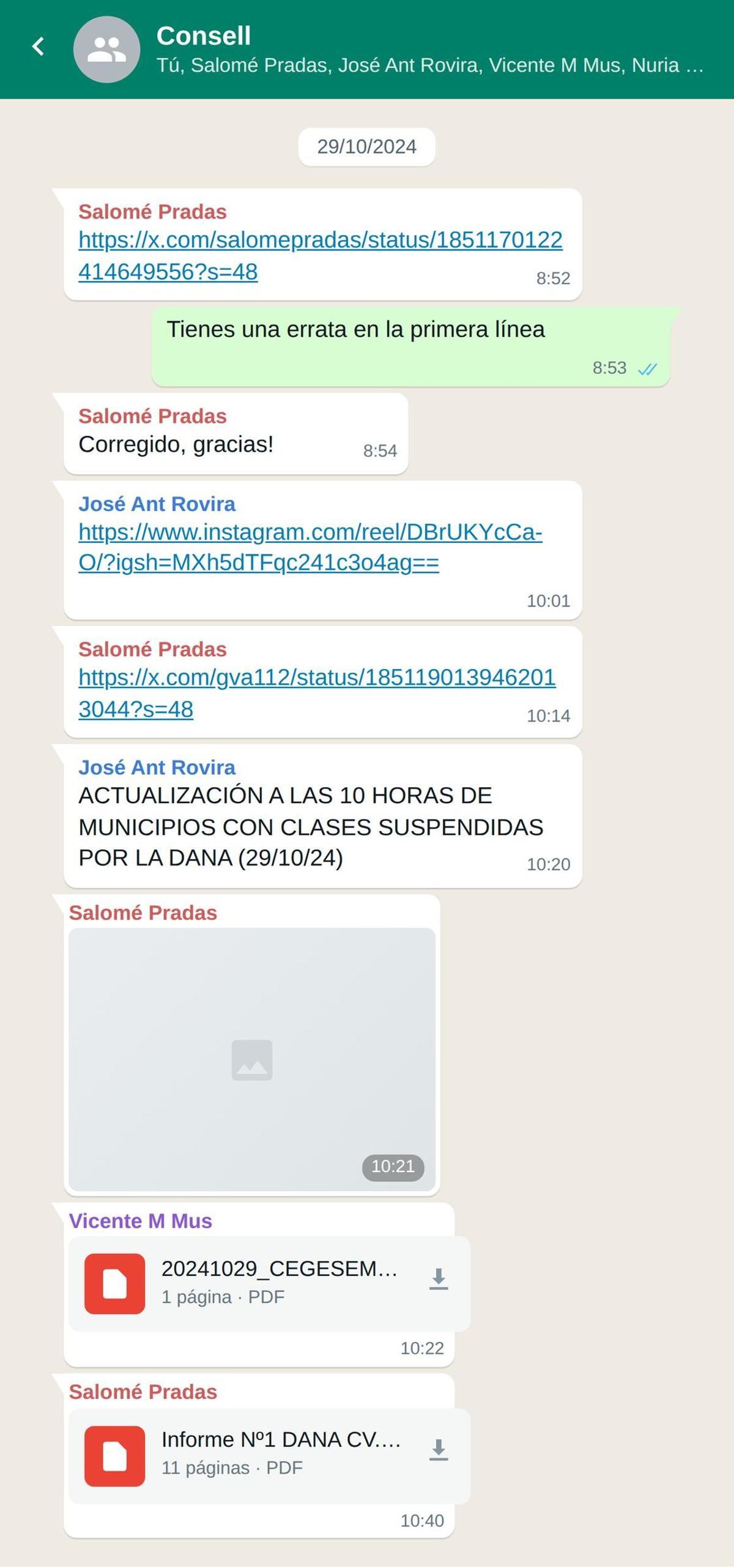 Simulación del chat del Consell el día de la dana