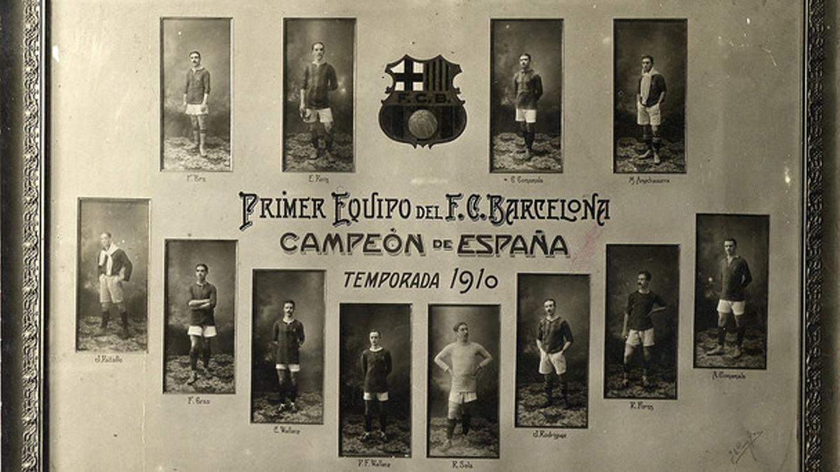 Orla conmemorativa del Campeonato de España de 1910, que ganó el Barcelona