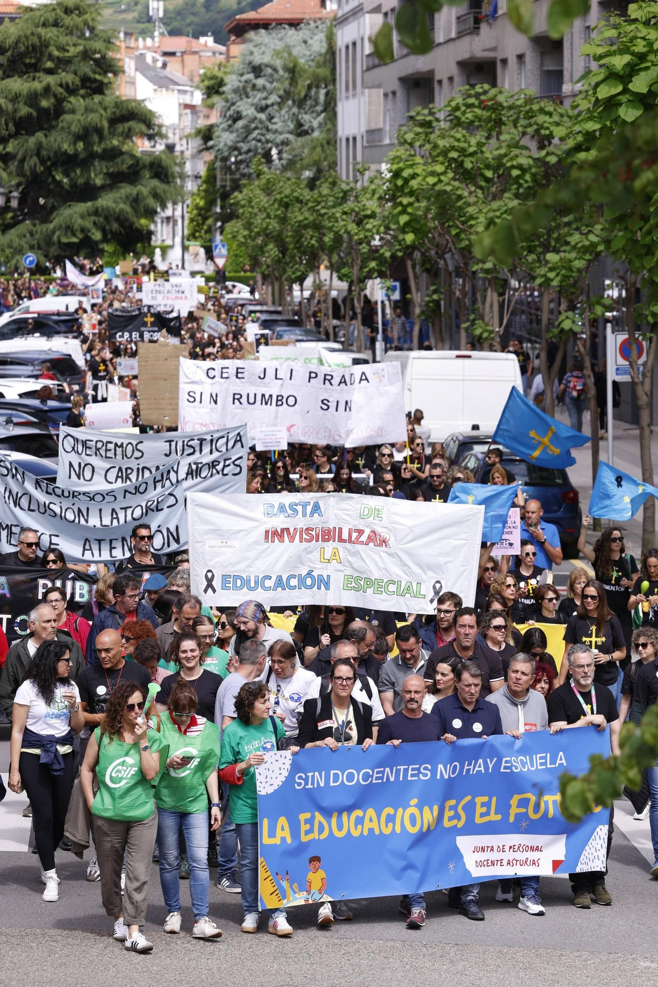 EN IMÁGENES: Cientos de profesores se manifiestan en Oviedo en la cuarta jornada de huelga