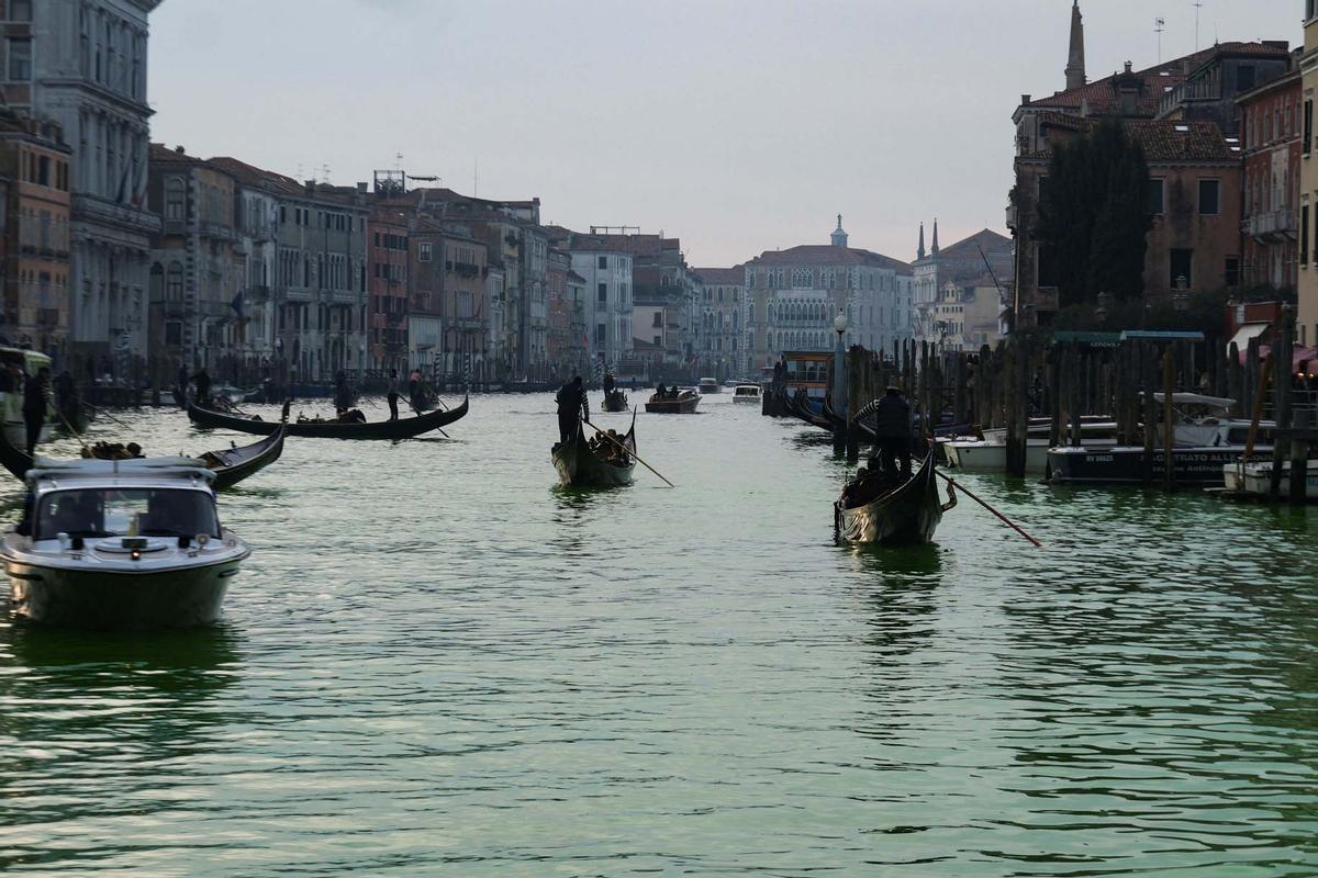 Protesta de activistas climáticos de la Rebelión de Extinción en Venecia y tiñen de  verdes las aguas del Gran Canal