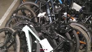 Imagen de archivo de unas bicicletas recuperadas por los Mossos dEsquadra.