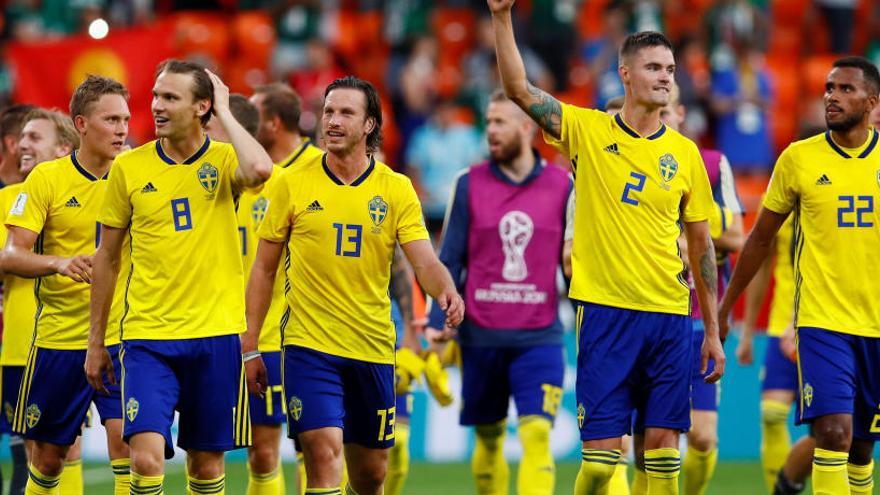 Els suecs celebren la victòria.