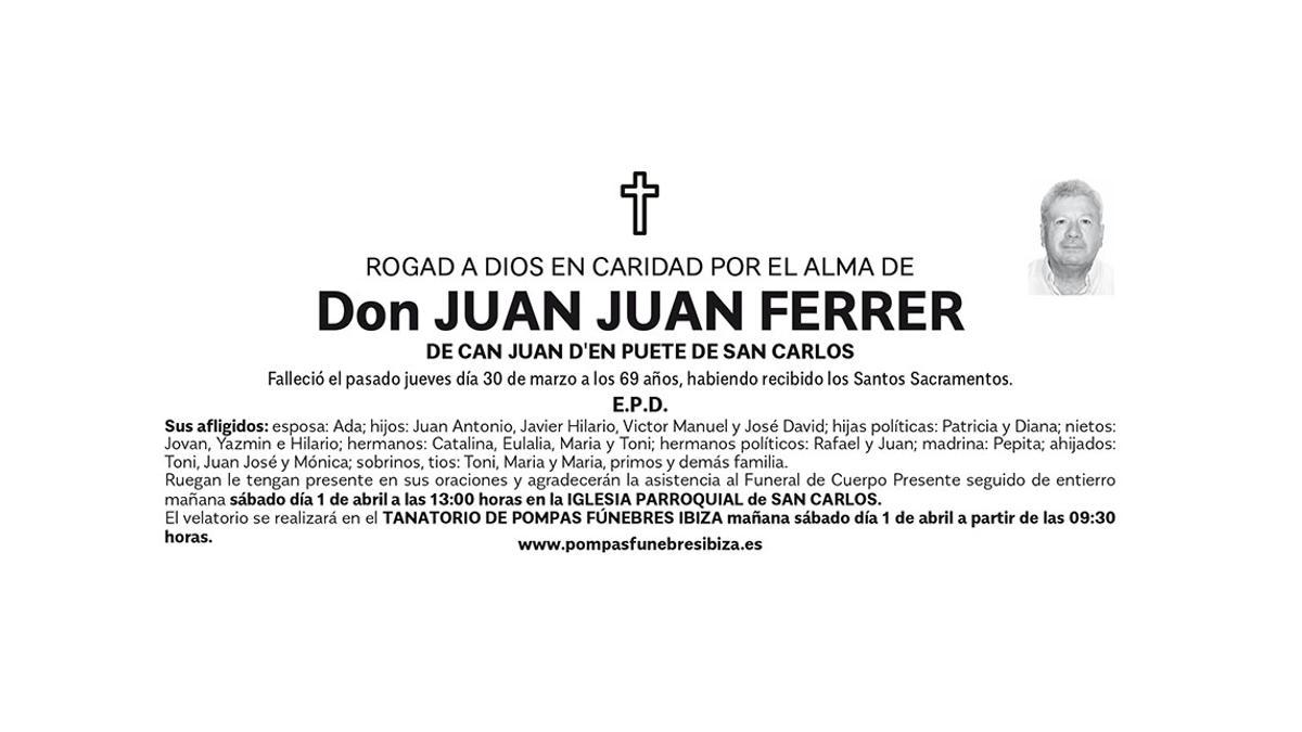 Esquela Juan Juan Ferrer