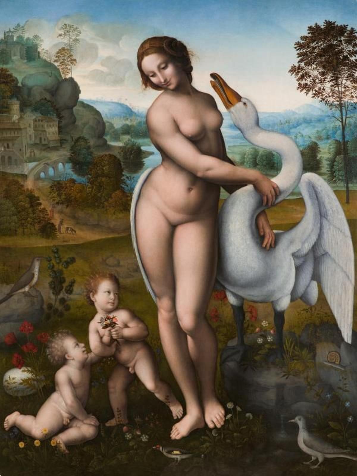 'Leda y el cisne', a partir de Leonardo da Vinci.